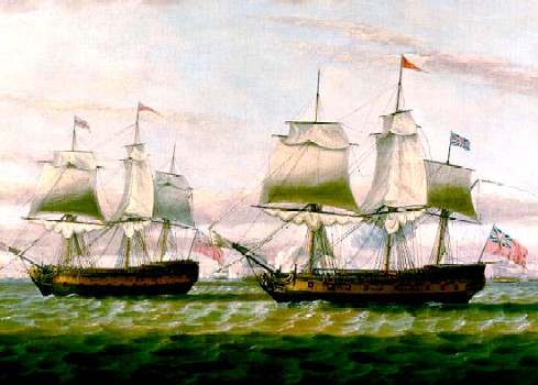 Two East Indiamen Hove To