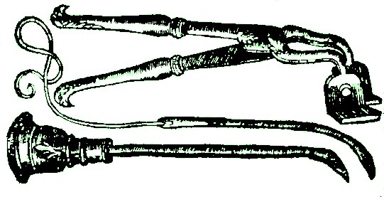Pare's Seton Clamp, Cautery Iron and Piercing Seton Needle