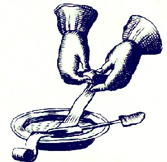 Soaking Bandage in Medicine