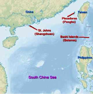 Locations in South China Sea