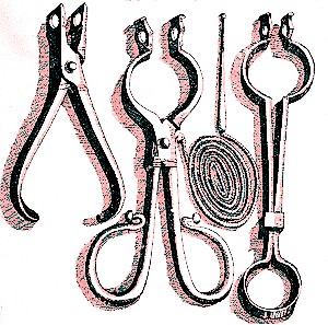 Seton Forceps and Probe Needle with Thread, Scultetus